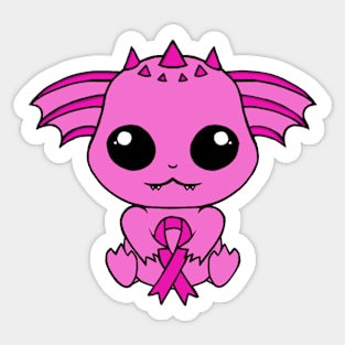 Cute Creature Holding an Awareness Ribbon (Pink) Sticker